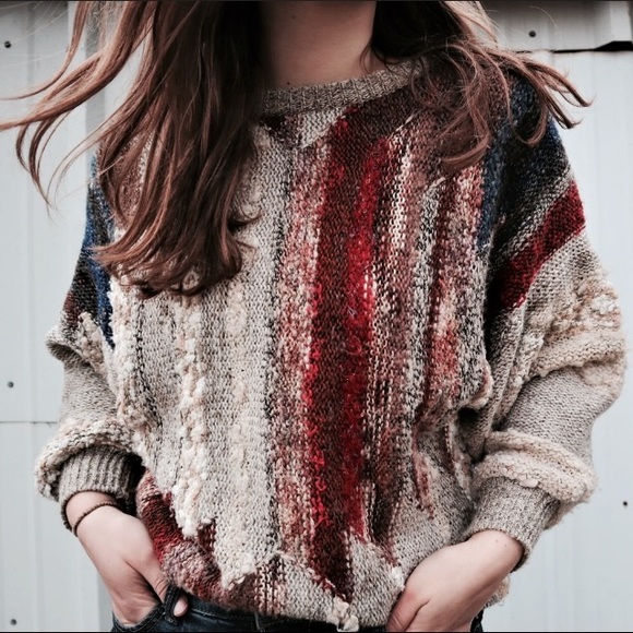 Vintage Sweaters - Vintage oversized puff sleeves sweater size Medium